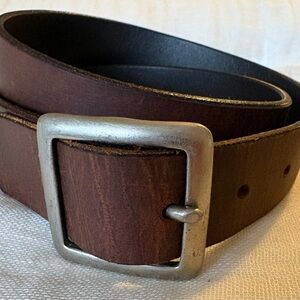 Classic Brown Leather Belt with Silver Buckle
